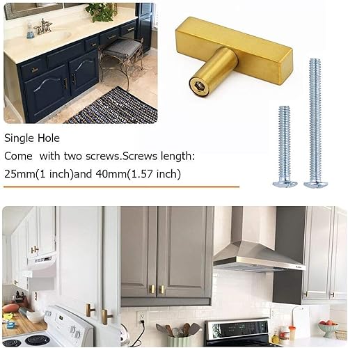 Miniatura 7 de goldenwarm LS1212GD - Paquete de 10 pomos de latón cepillado para cajones, manijas doradas para cajones de cocina, accesorios de baño