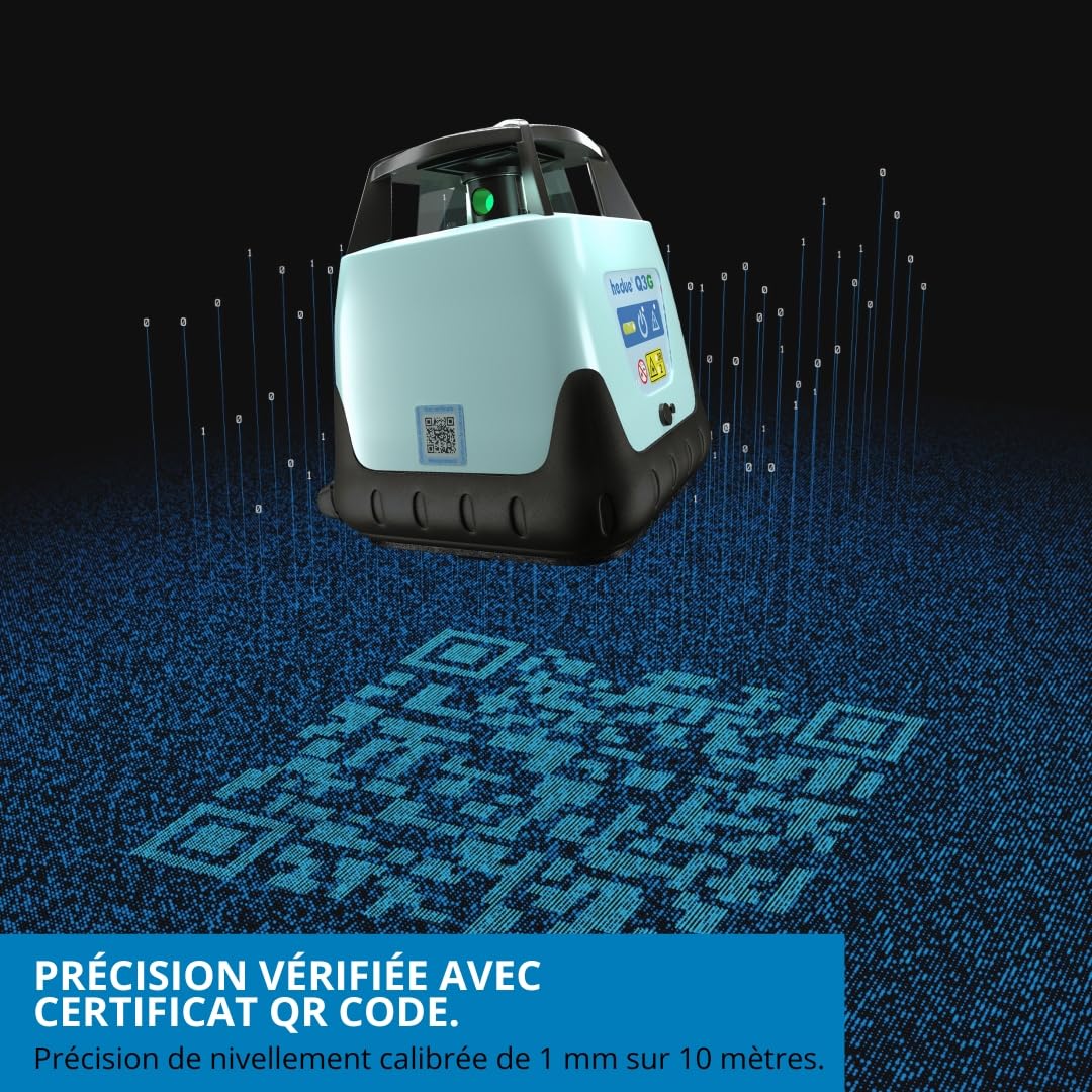 Niveau Laser Rotatif Q3G - Laser chantier autonivelant, avec deux classes de laser et rayon laser vert (dans Systainer avec récepteur laser, télécommande et chargeur)