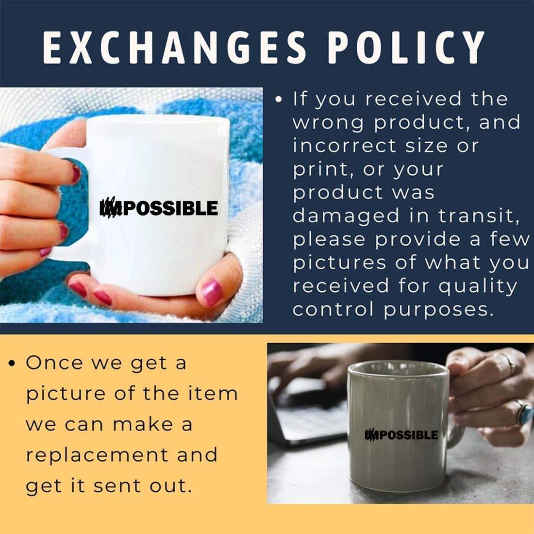 New Product Motivational Mug - Impossible T-Shirt - Inspirational Motivational Entrepreneur Mugs Cups for Men Women