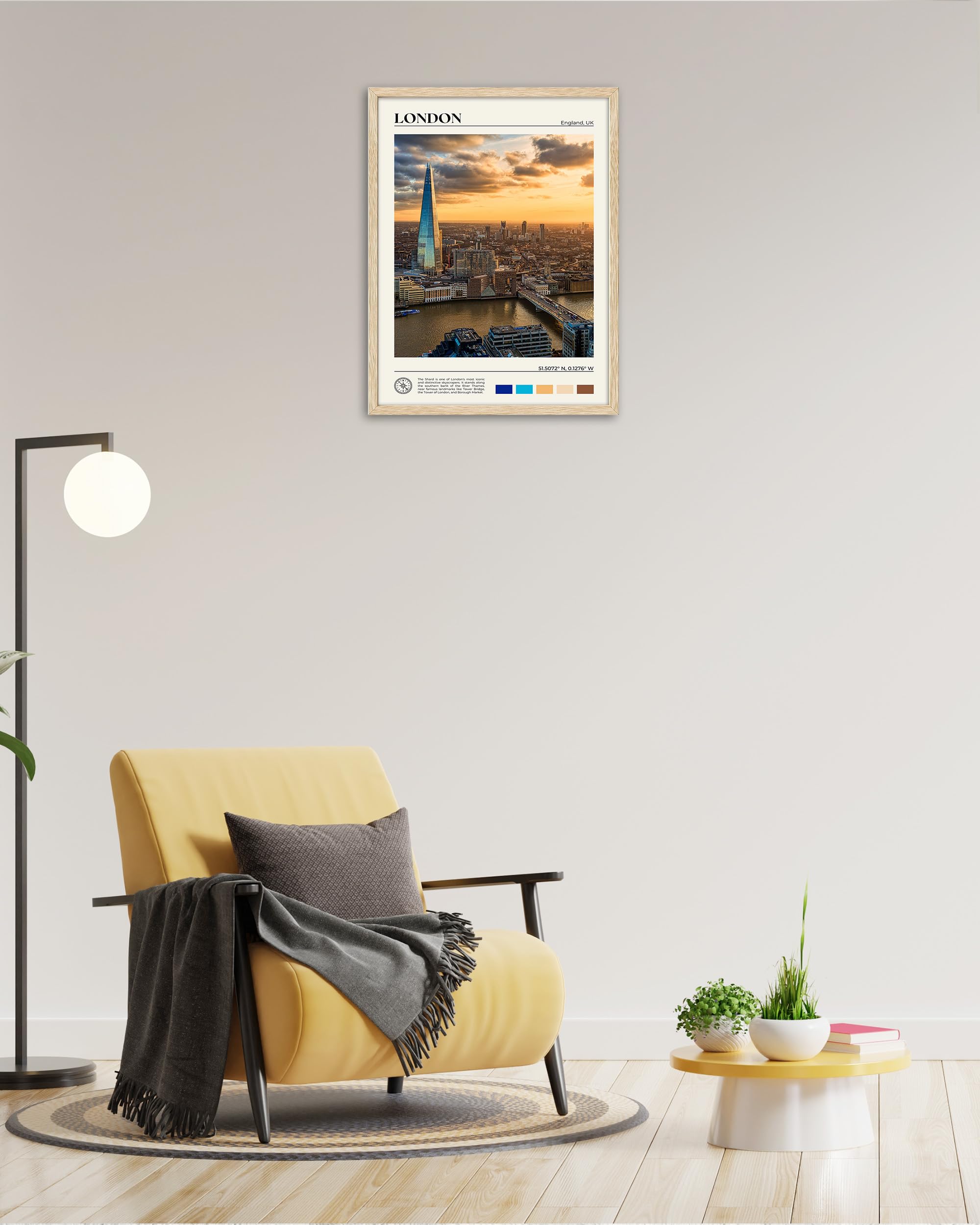 HesenDot London Framed Wall Art,30x40cm Iconic Skyscraper Landscape Canvas Print,Classic Urban City Landmark Poster Wall Decor for Living Room Bedroom Office,Set of 1 - Image 3