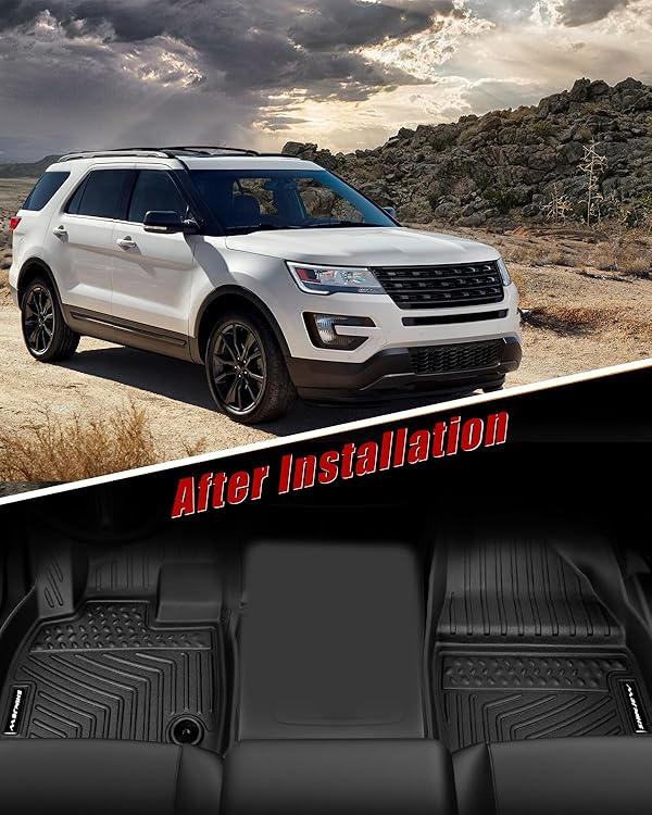 SHINJEW Floor Mats Compatible with Ford Explorer 7 Seat 2015-2019, All Weather Floor Liners Full Set 1th 2nd 3rd, Waterproof Non-Slip TPE Custom Floor Mats Accessories for Car Front and Back by SHINJEW - Image 4