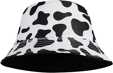 Cow Print Bucket Hat Womens Reversible 