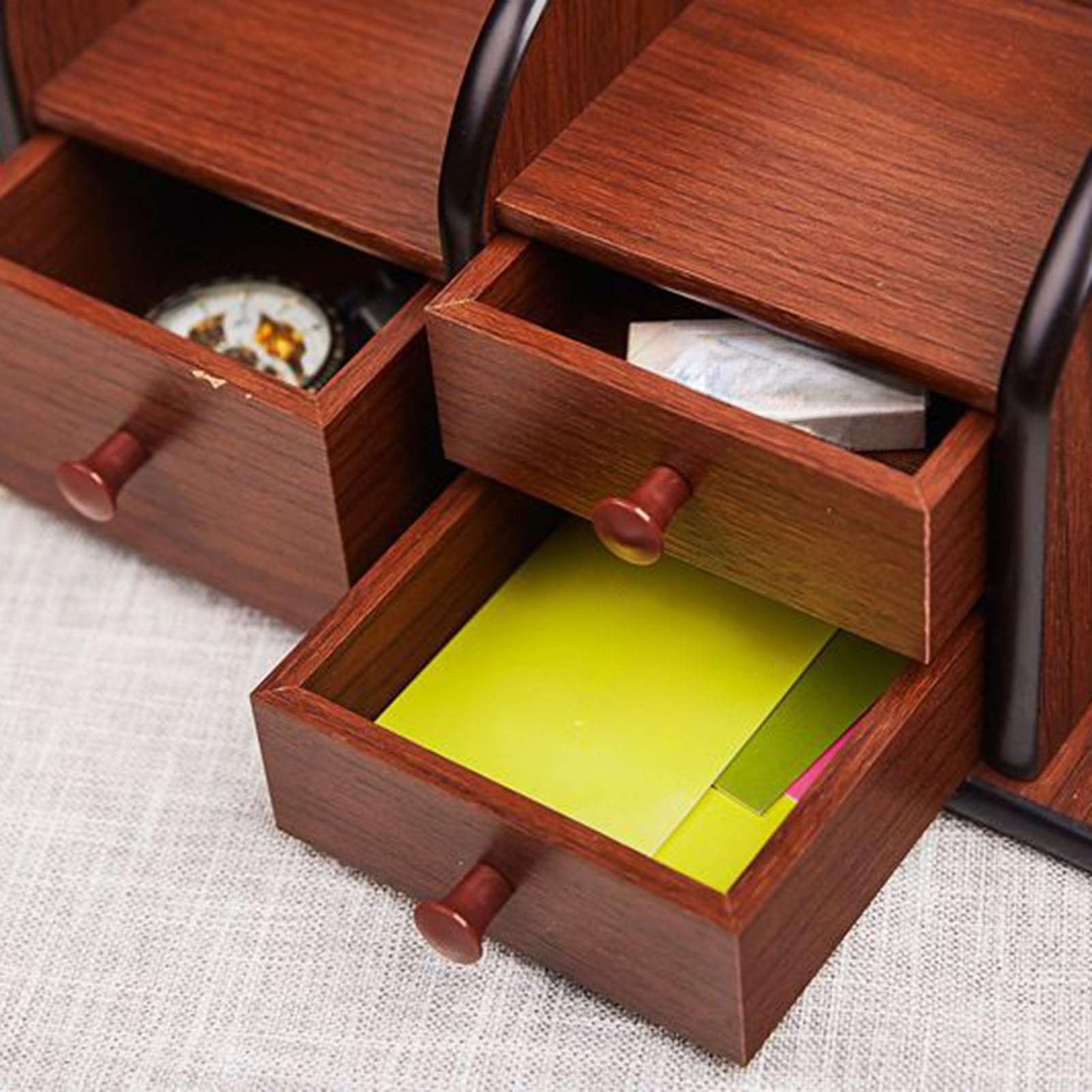 Soporte Control Remoto de Mesa Estante Cargador Con Cajón Y Libreta | Organizador De Escritorio En Madera Con Cajones Llaves Bloc Notas Lápiz Suministros Oficina Muebles Pequeños Café Mesita