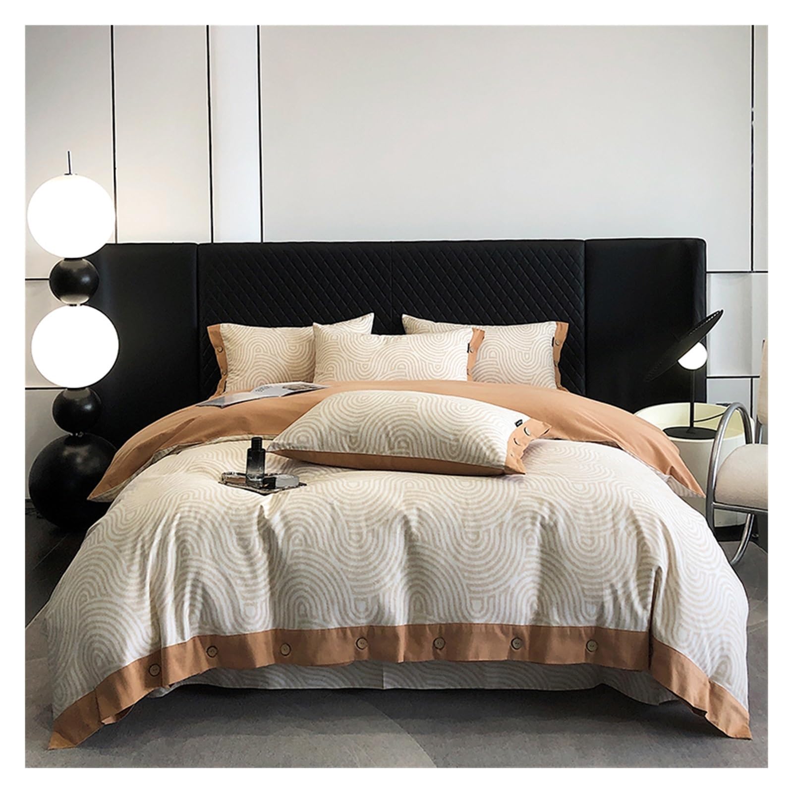 Housse de couette en coton anti transpiration parure de lit boutons 4 pièces