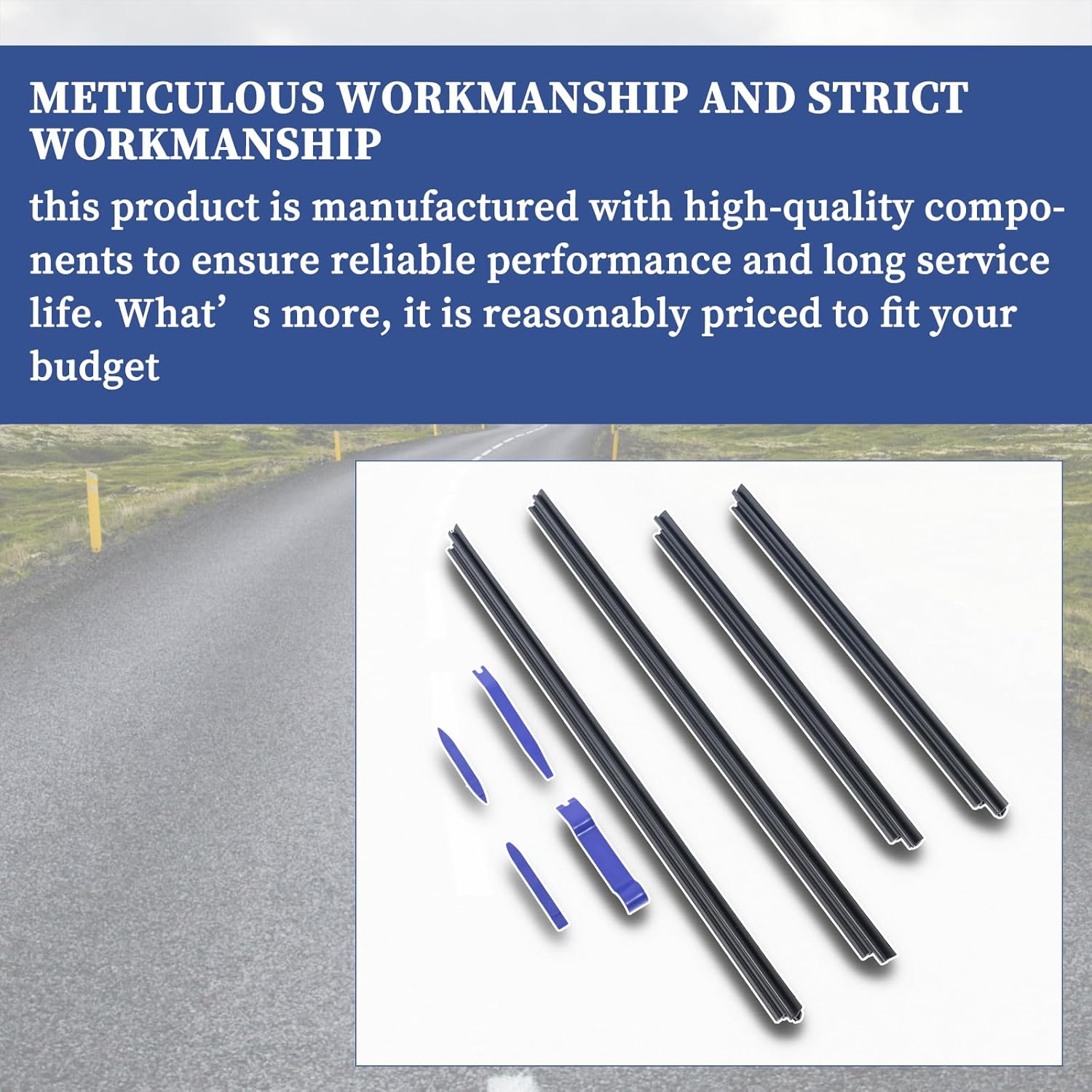 Car Inner Door Window Moulding Trim Weatherstrip Seal Belt Fit for Toyota Corolla 2009-2013 Replace 68171-12340 68172-12260 68173-12310 68174-12170 |Front & Rear Door Weatherstrip Moulding