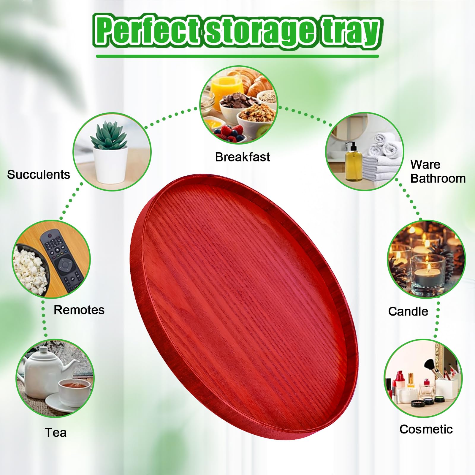 Vassoio Legno Bambù 30cm - Portata Antiscivolo Con Bordi Rialzati Per Casa E Bar - Foto 9