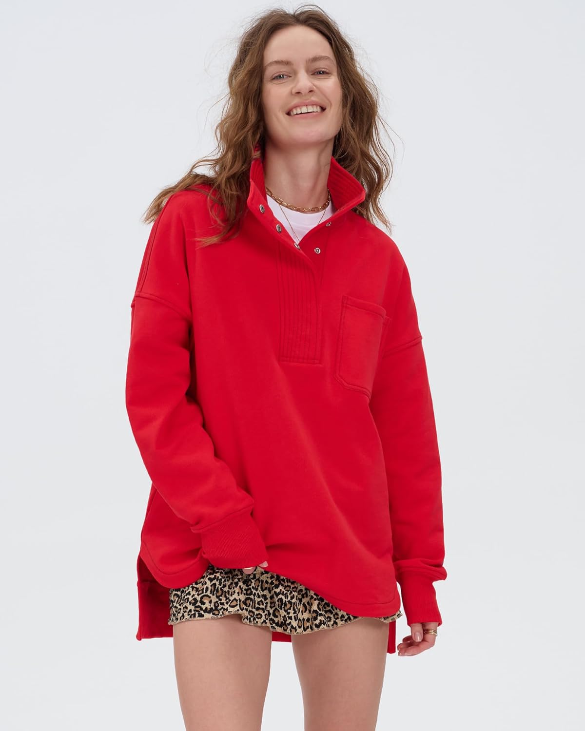 Locachy Womens Casual Oversized Sweatshirt Long Sleeve Button Henley Neck Pullover Tops Fashion Outfits Clothes - Image 5