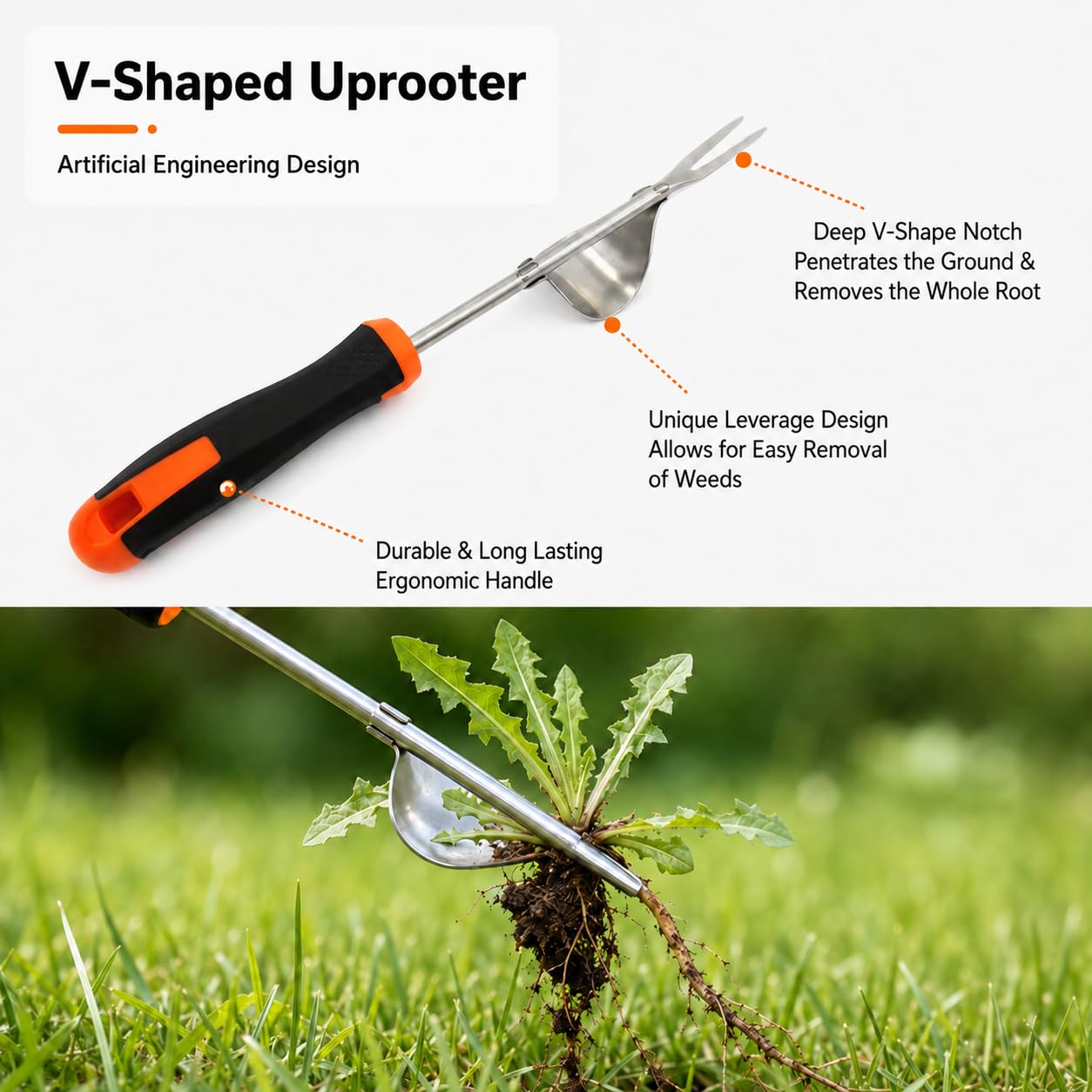 Weed Puller Tool Set, Stainless Steel Manual Hand Weeding Tool Set image 5