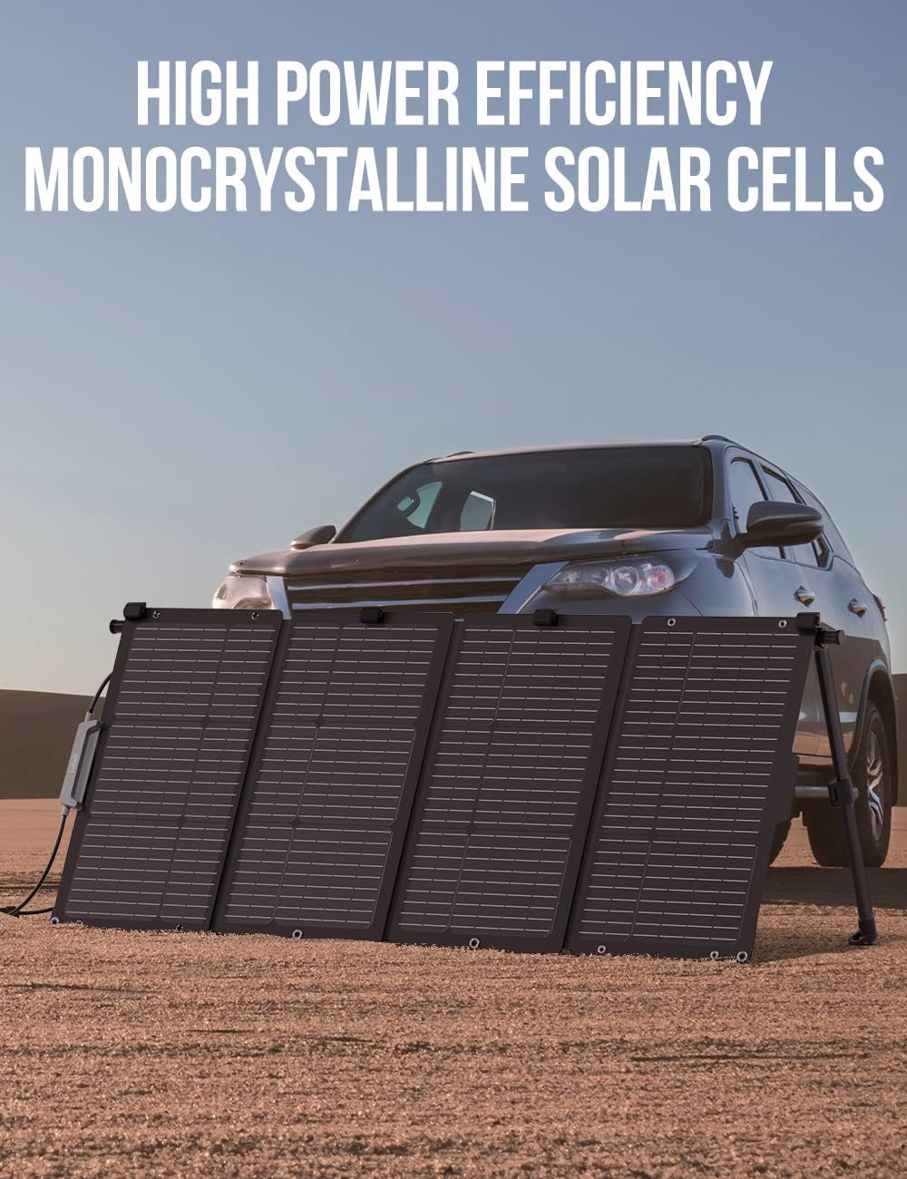 Litheli 200W Tragbare Solarmodule, Solarbatterie-Ladegerät mit verstellbarem Ständer, wasserdichtes IP65 faltbares Solarmodul-Kit für Wohnmobil, Wohnwagen, Zuhause