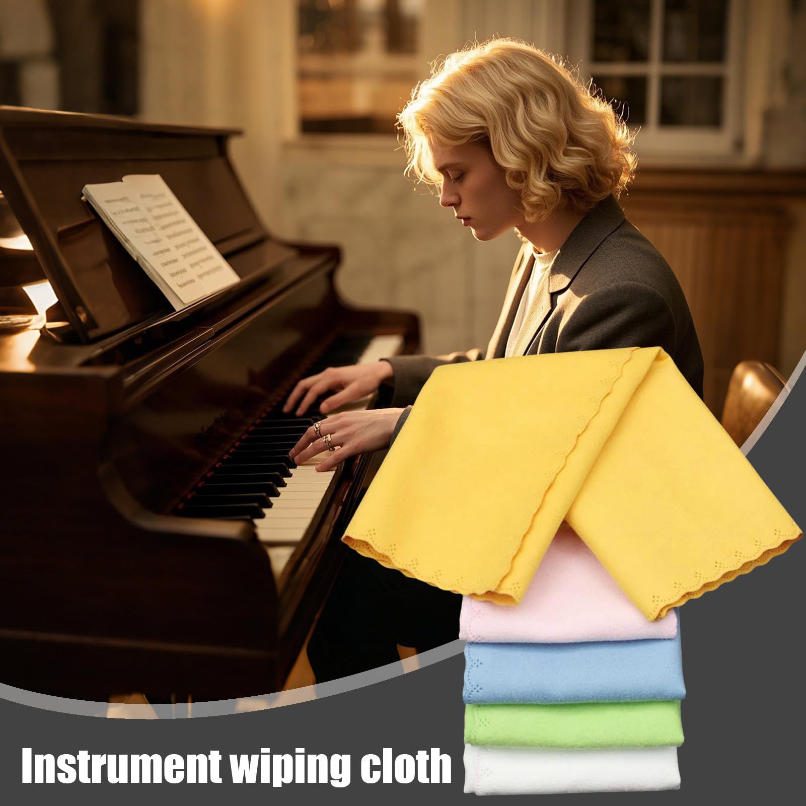 Lot De 5 Chiffons De Polissage En Microfibre Pour Instrument De Musique, Guitare, Basse, Violon, Piano, Ukulélé, Accessoires De Jeu