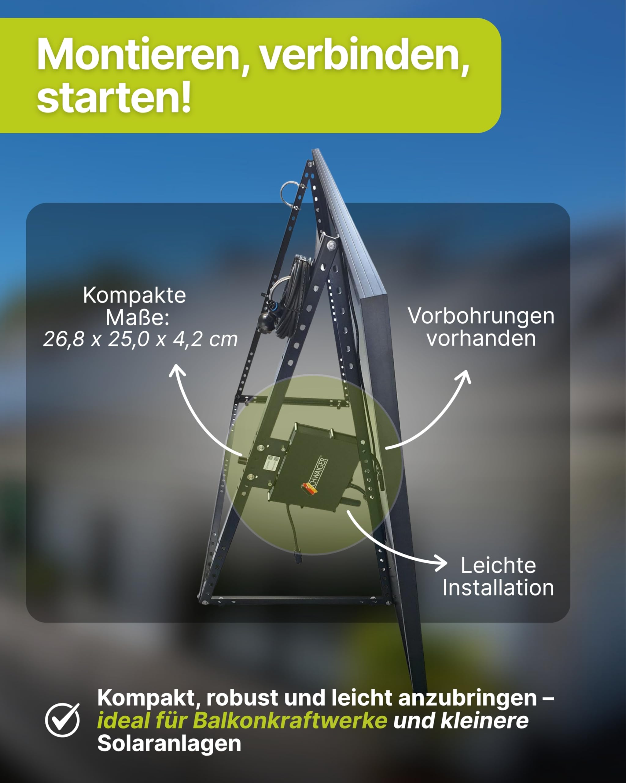 SCHWAIGER Wechselrichter 800W I für Balkonkraftwerke & kleine Solaranlagen I zur Umwandlung von Gleichstrom in Wechselstrom I Spannungsumwandler für Photovoltaik I per App steuerbar