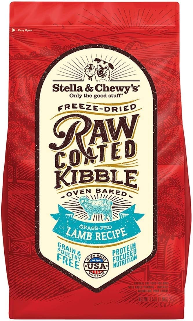 Stella & Chewy's, Grass-Fed Lamb Recipe Raw Coated Kibble Dry Dog Food, 3.5 Pound