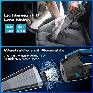 Blestan Car Vacuum - Portable Vacuum Cleaner with 16.4ft Cord, Bag, LED Light & Attachments - DC 12V High Power Small Vacuum, Car Accessories