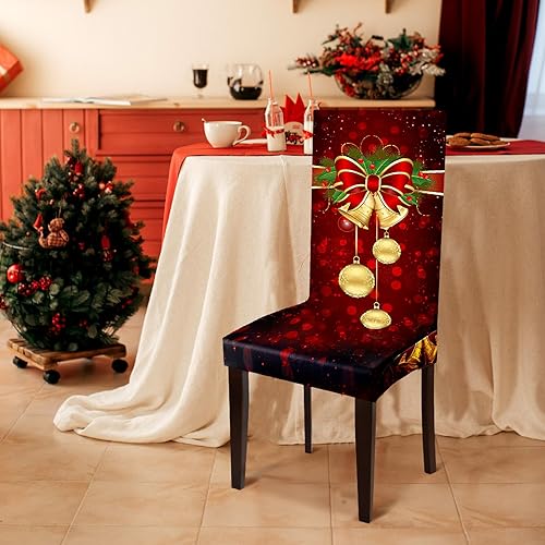 Miniatura 6 de Moukeren Fundas protectoras para sillas de Navidad, elásticas, extraíbles y lavables, para el hogar, hotel, comedor, banquete, boda, fiesta (rojo, 8