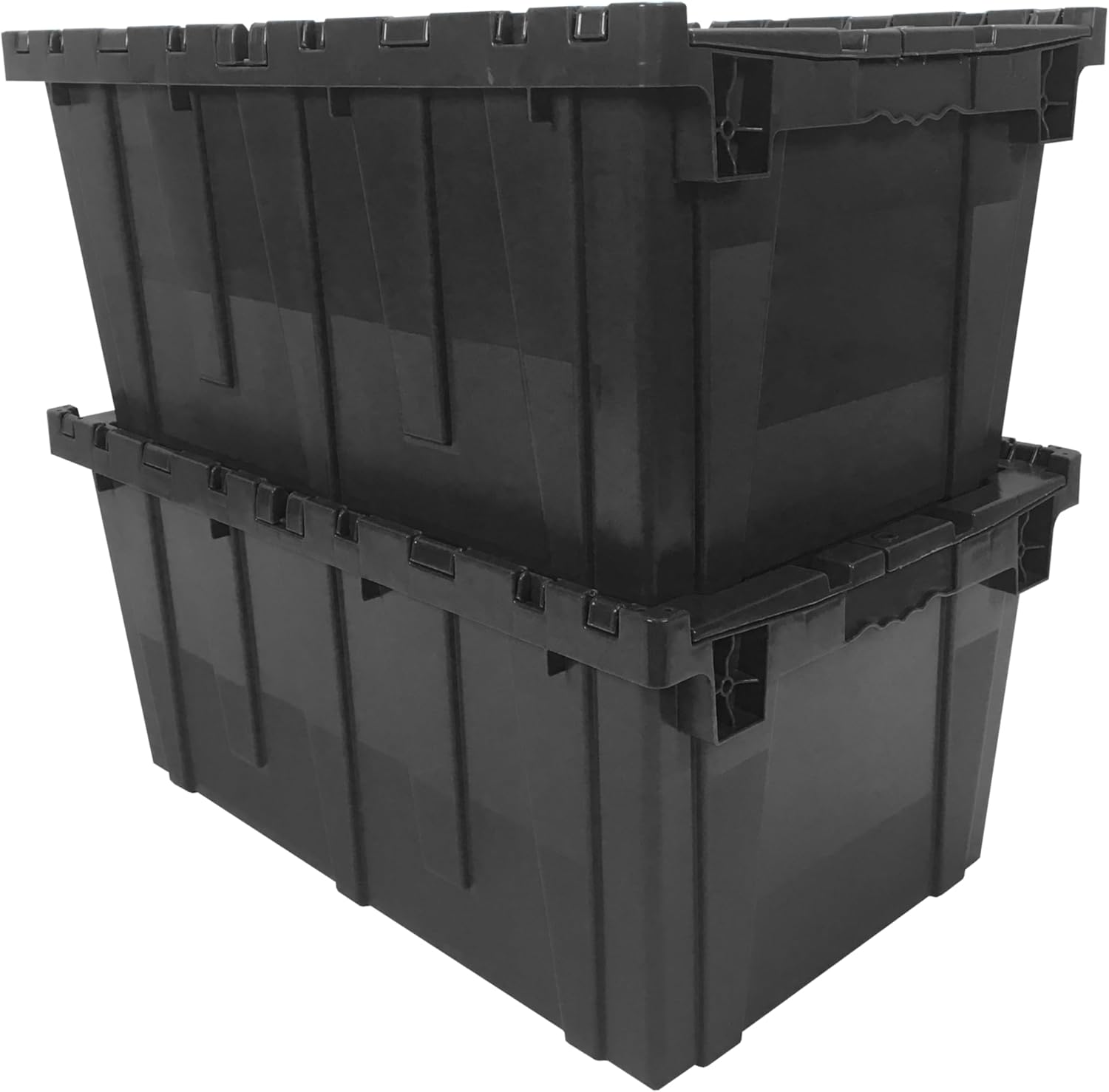 Uboxes Heavy-Duty Storage Crates, 2 Pack 27" x 17" x 12", Black 2-Pack Black