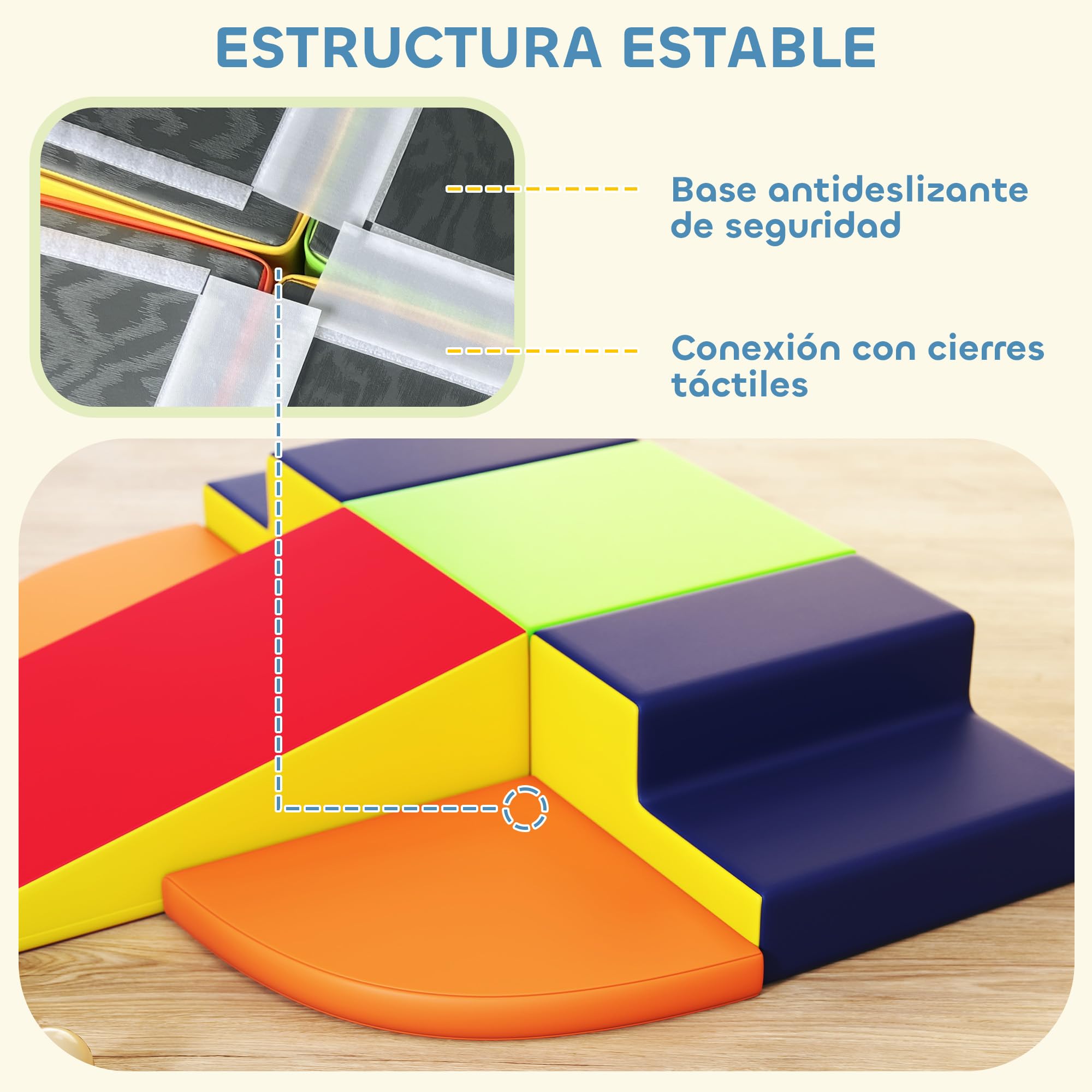 AIYAPLAY Juego de 6 Bloques de Espuma para Niños, Bloques de Psicomotricidad Infantil con Base Antideslizante, para Niños 0,5 a 6 Años, Set de Escalada para Interior, para Escalar y Gatear, Multicolor
