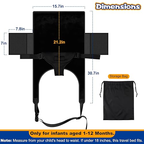 Miniatura 7 de TRELC Cama portátil de avión para bebé, cama de avión infantil para bebés de 1 a 12 meses, camas infantiles para bebés, para vuelo, esencial para