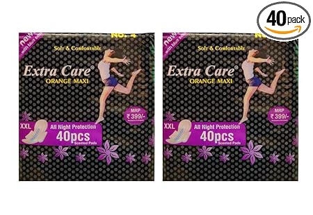 HRV Orange Maxi Womens/Girls XXL Sanitary Pads (Napkins) with Wings