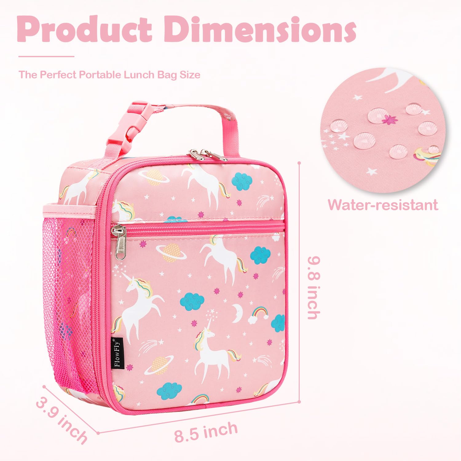 FlowFly Sac à déjeuner isotherme souple pour enfants - Pour la rentrée scolaire - Pour filles, garçons, licorne