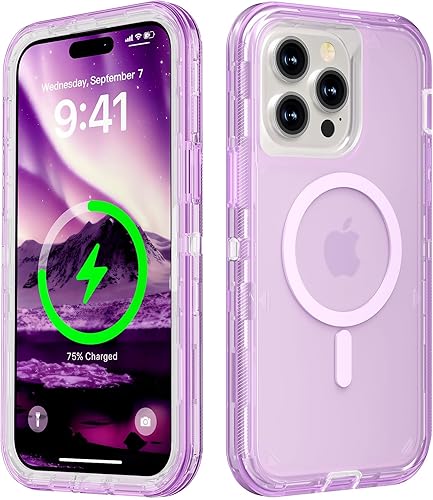 Miniatura 49 de para iPhone 15 Pro Max, Funda Compatible con MagSafe, Funda de Protección Anti-Golpes Resistente, Anti-Caída, Funda Magnética Transparente de Doble