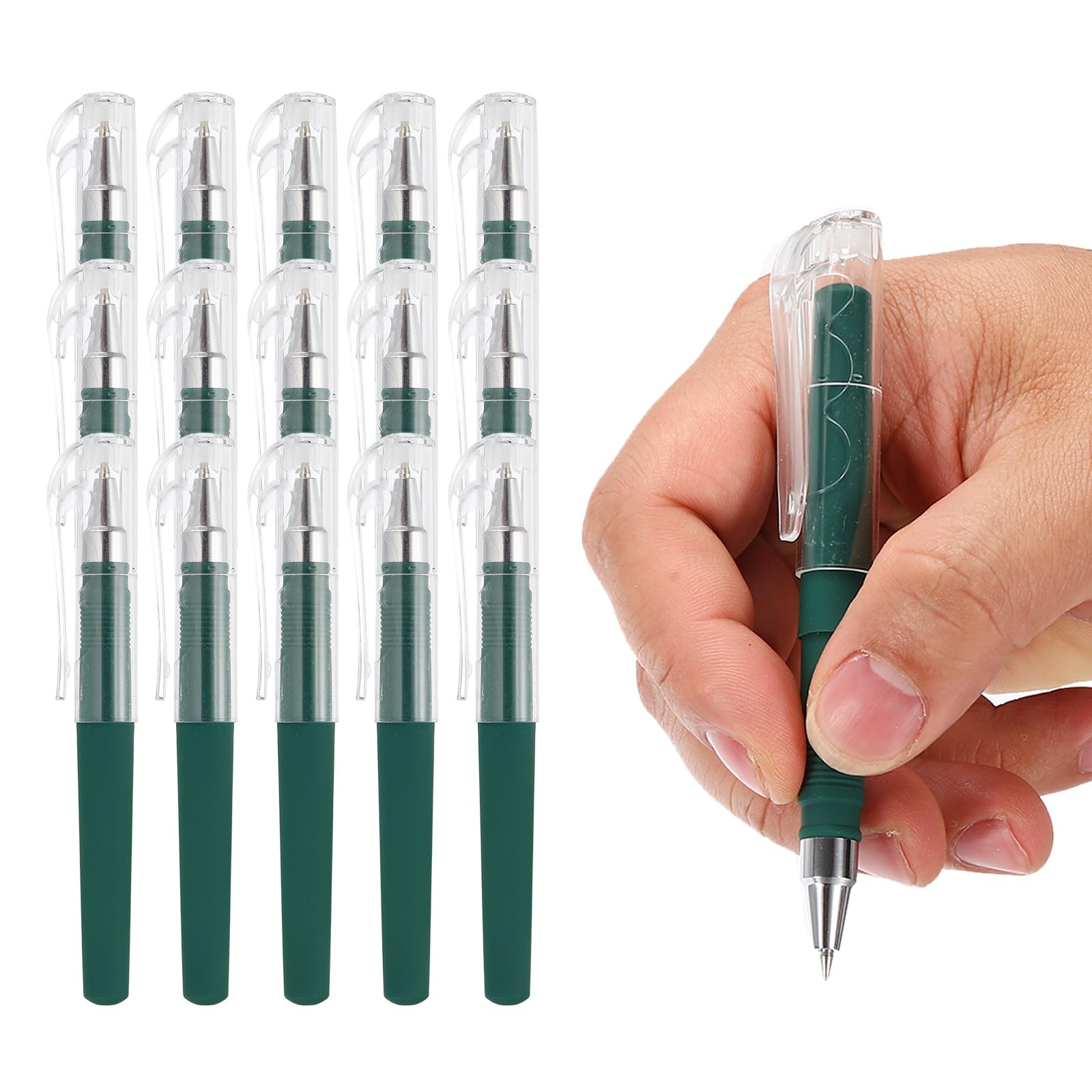 PATIKIL 0.5mm Mini Gel Pens, 15Pcs Pocket Pen Black Ink 4.1 Inch Short Small Compact Portable Smooth Writing Quick Dry Notebook Journaling Office Supplies, Dark Green