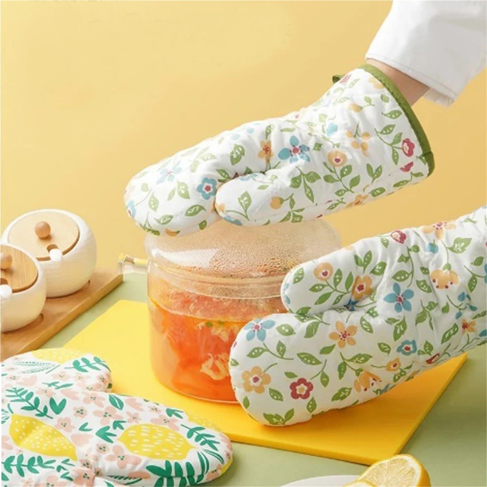 Guanto da forno Cottura isolata Guanti addensati resistenti al calore Terylene antiscivolo antiscottatura Accessori cucina per Cucinare, Grigliare