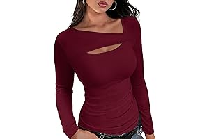 Womens Sexy Long Sleeve Ribbed Cutout Tops. Xmas Eve Clubwear Going Out....