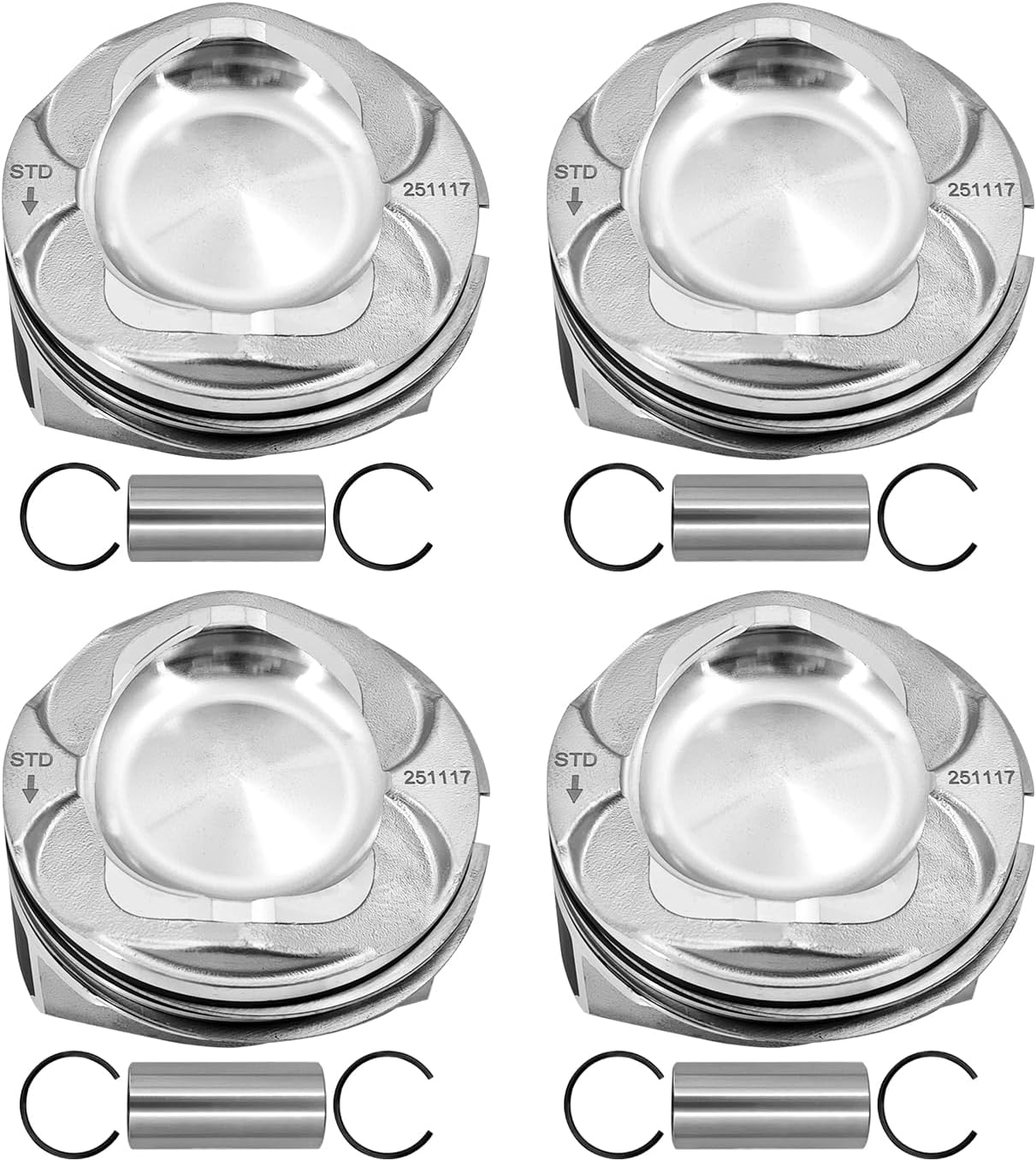 DS7Z6108F 4PCS 1.5L Engine Piston Set Compatible with Ford Fusion 1.5L 2015-2020, Fits for Ford Escape 1.5L 2017-2019 Standard Size Piston Set Piston Ring Piston Pin Replace# CJ5Z6135A CJ5Z6148B