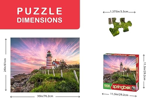 Miniatura 3 de Springbok Rompecabezas - West Quoddy Head Lighthouse - Rompecabezas de 1000 piezas - Rompecabezas grande de 30 x 24 pulgadas - Hecho en Estados