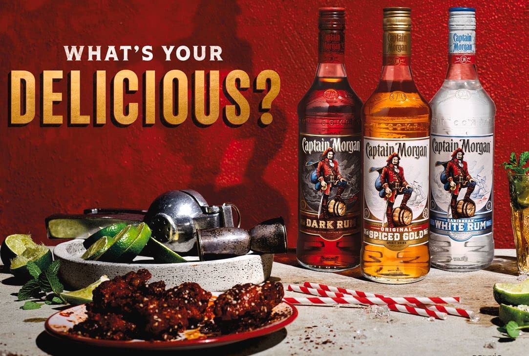 Captain Morgan Dark Rum | dunkler kräftiger Rum | karibisches Flair | für Cocktails & Longdrinks | 1.0 (1 x 1l) | 1000ml | 40% (Packung mit 3)