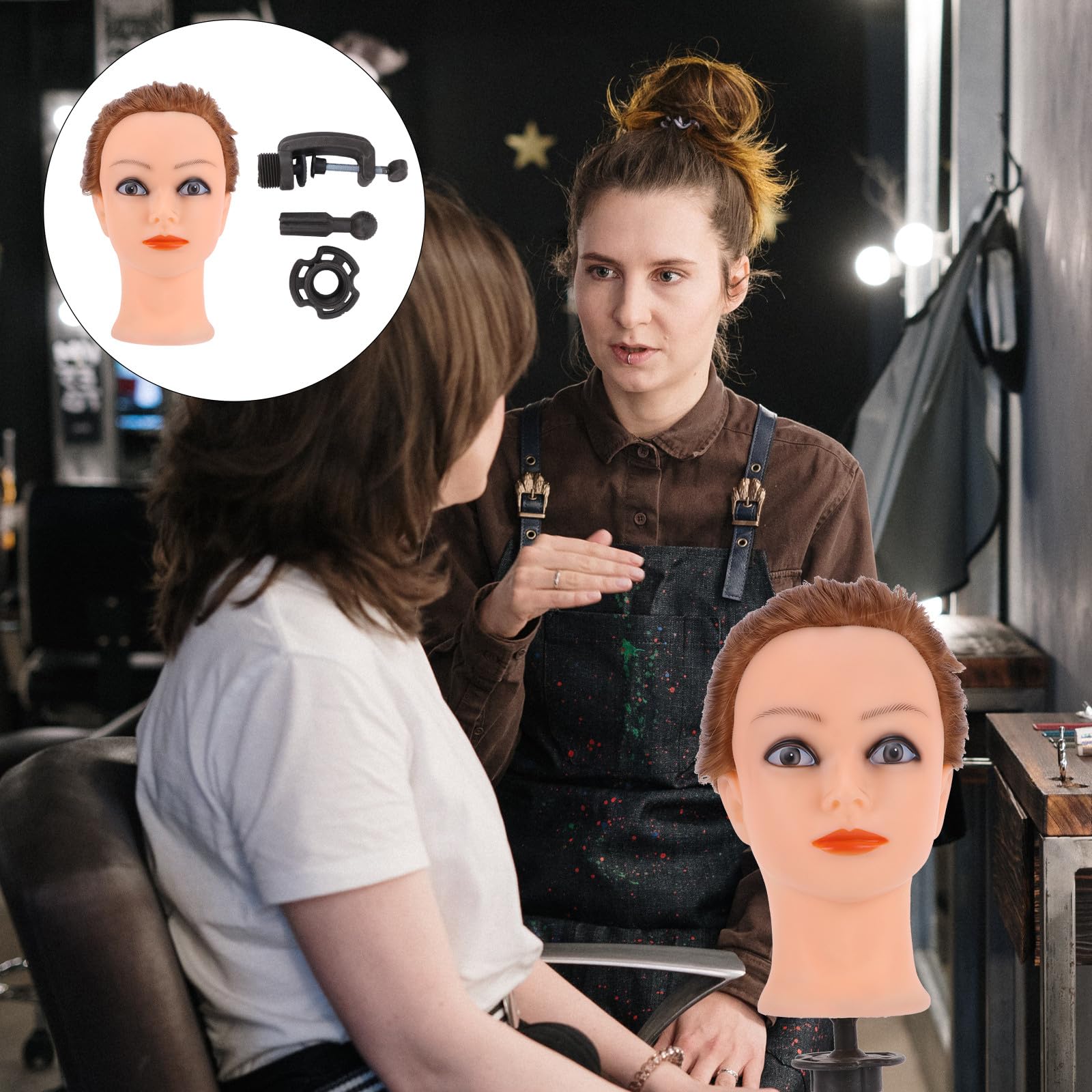 BESTonZON Mannequinkopf mit Echtem Haar und Ständer Haartrainingsmodell für Braids und Frisuren für Haarstyling und Abschlussfeier Saison