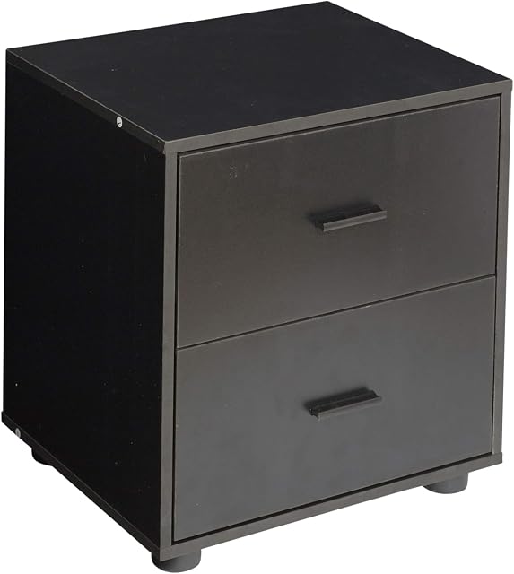 URBNLIVING 2 Black Drawer Bedside Cabinet