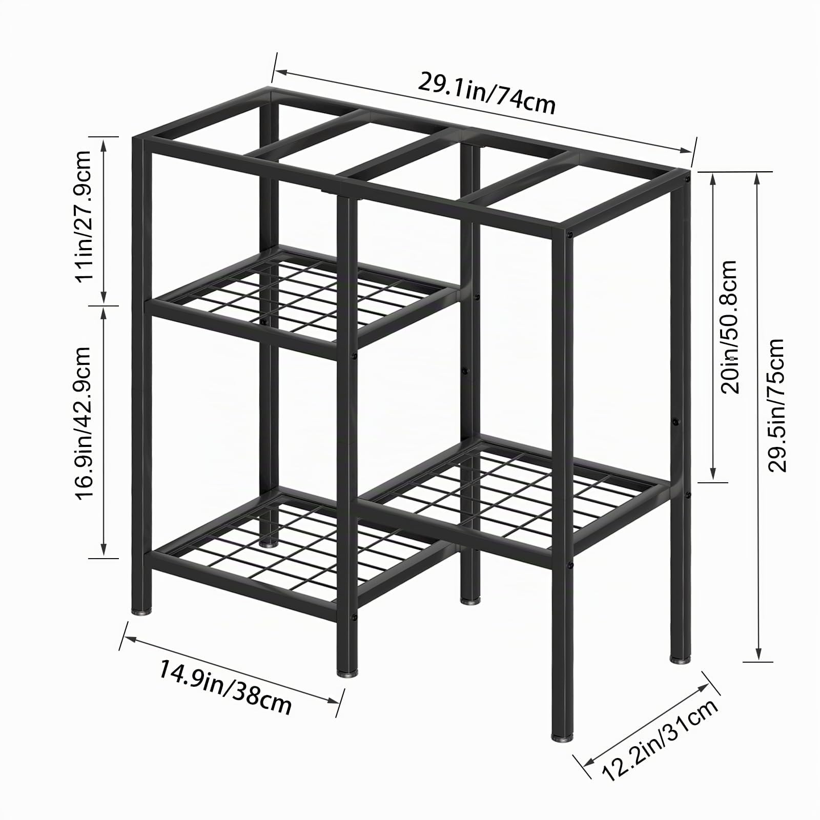 CADUKE Soporte de acuario de 20 galones, soporte de metal para pecera, soporte de acuario para accesorios de pecera, soporte de terrario de reptiles de tortuga de 3 niveles para sala de estar y