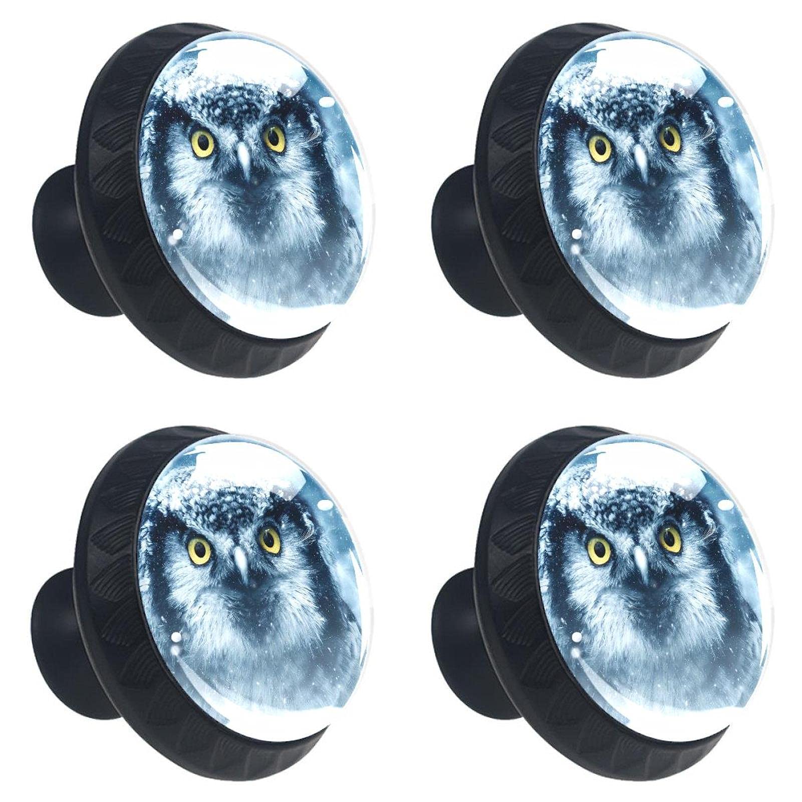 Poignées en verre cristal style hibou : finition premium pour portes de meuble