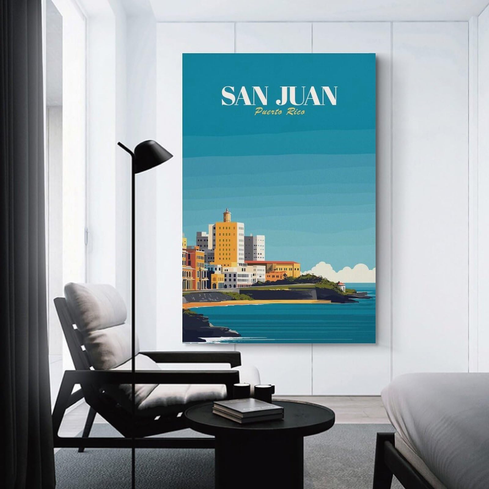 Junmoney Canvas Art Print San Juan, Puerto Rico Travel, 20x30inch(50x75cm), for Office, Study Or Home Workspace, Home Office Artwork with Decorative Appeal