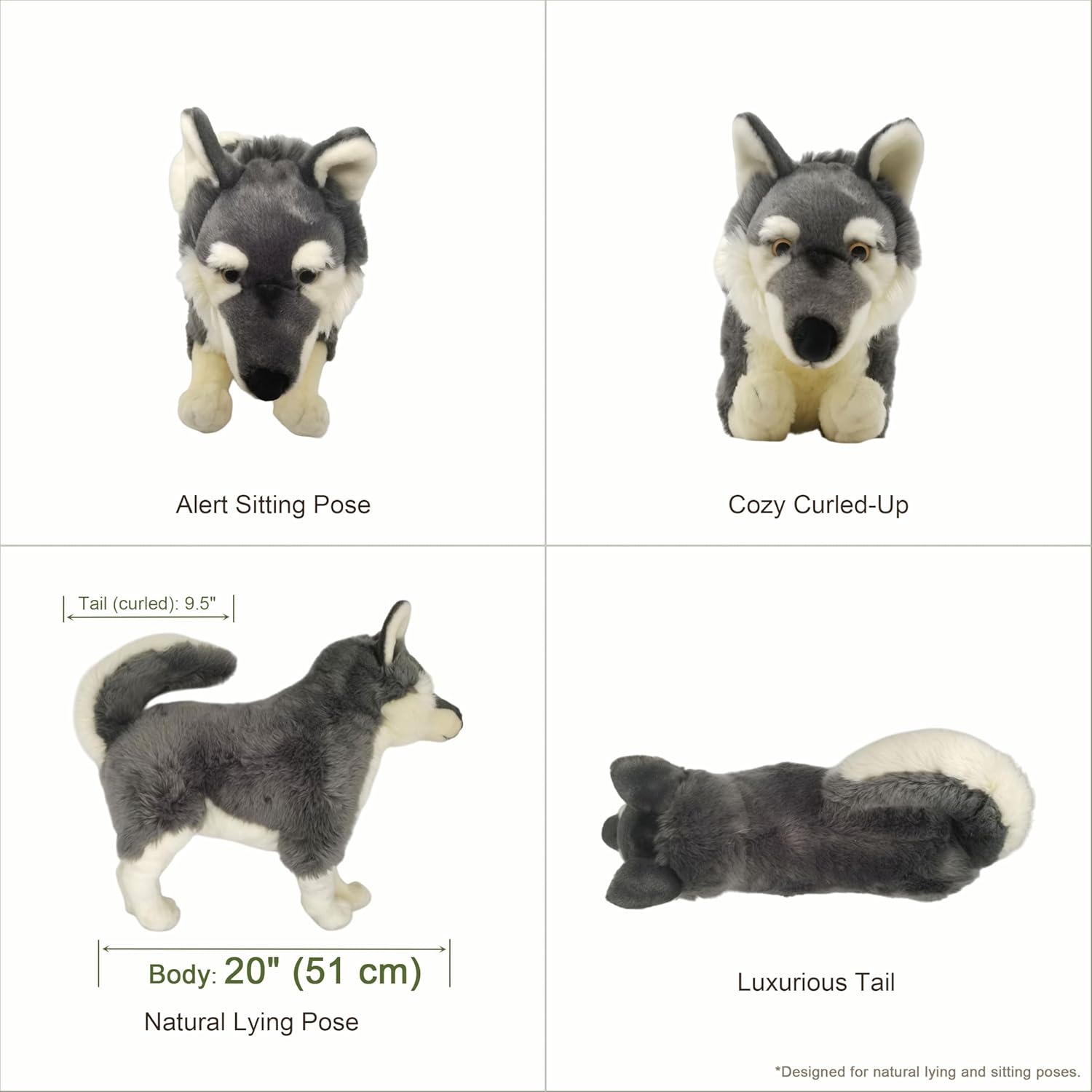 FLUFFYFUN Realistic Stuffed Animals, Soft Floppy Plush Toys