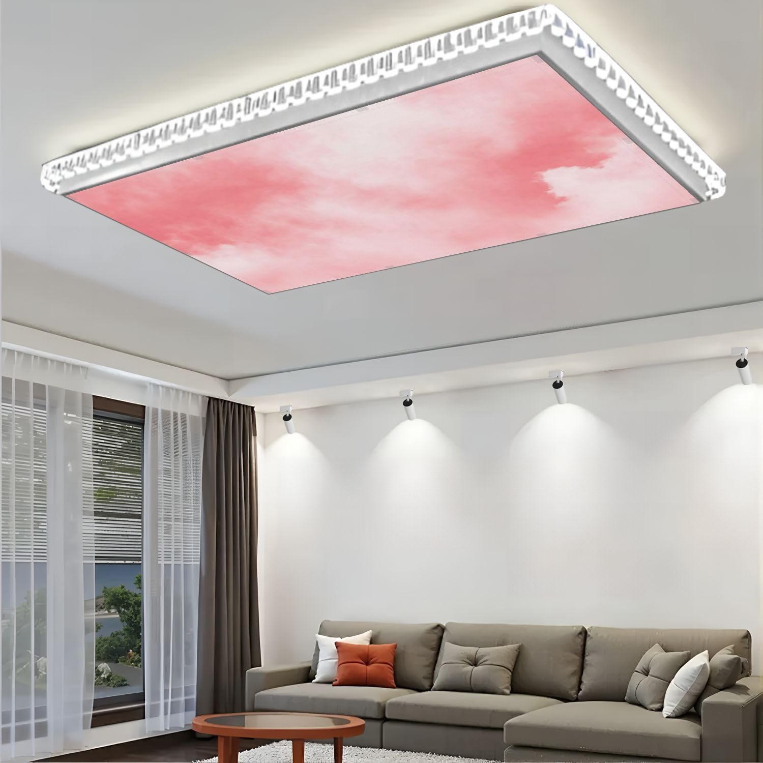 Fluorescent Light Covers for Ceiling Lights Pink Watercolor Easy to Install Magnetic Light Filter for Classroom Office Hospitals School Home Decor