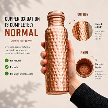 Kosdeg Copper Water Bottle - 34 Oz Extra Large - A Hammered Ayurvedic Pure Copper Vessel For Drinking - Drink More Water, Lower Your Sugar Intake And Enjoy The Health Benefits Immediately