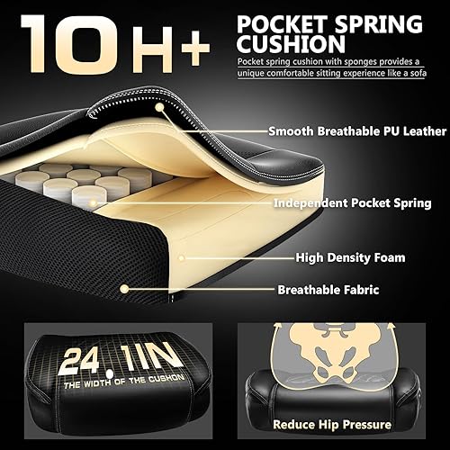 Miniatura 6 de 600LBS Large Heavy Duty Office Chair with 5D Flip Arms,Comfy Big and Tall Executive Office Desk Chair with Pocket Spring Cushion,High Back Computer