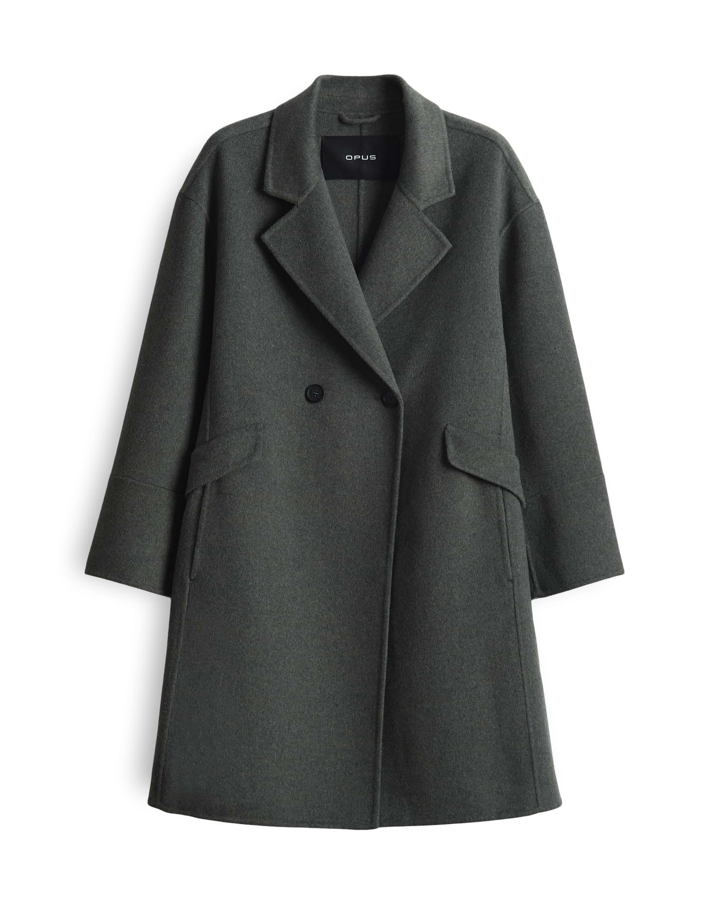 OPUS Damen Mantel HAVILDA Doppelreiher aus Double Wollmix – Dark Sage, Größe 40
