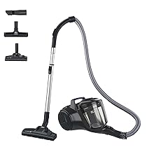 Hoover Aspirapolvere a traino senza sacco potente e compatto HP1 per tappeti, pavimenti duri e delicati, Leggero e con filo, Contenitore 2L, Spazzola Parquet, Raggio d’azione 7,5 m (HPZ107HM)