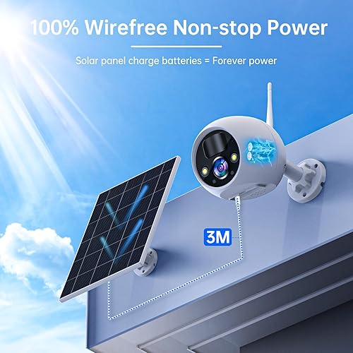 Miniatura 2 de Noahcam Cámaras de seguridad inalámbricas para exteriores con panel solar, cámara de seguridad alimentada por batería solar HD de 4MP para red