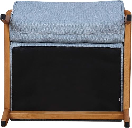 Miniatura 8 de BabyLand Sillón para niños, sofá individual para niños con estructura de madera maciza y tela de lino para regalo de niños (azul claro)