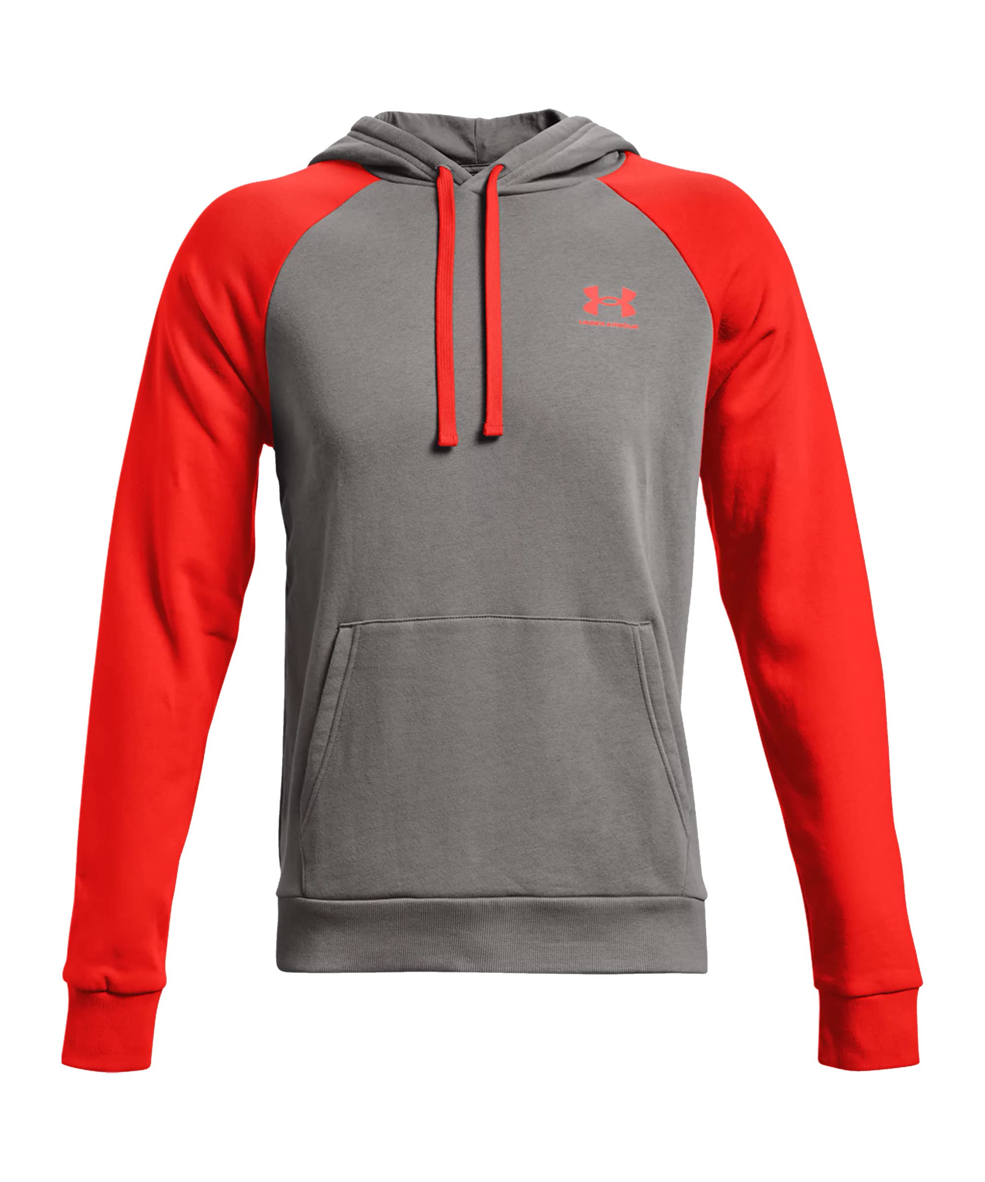 Under Armour Men's Concrete / Phoenix Fire Rival Fleece Colorblock Hoodie (066)/Phoenix Fire Small