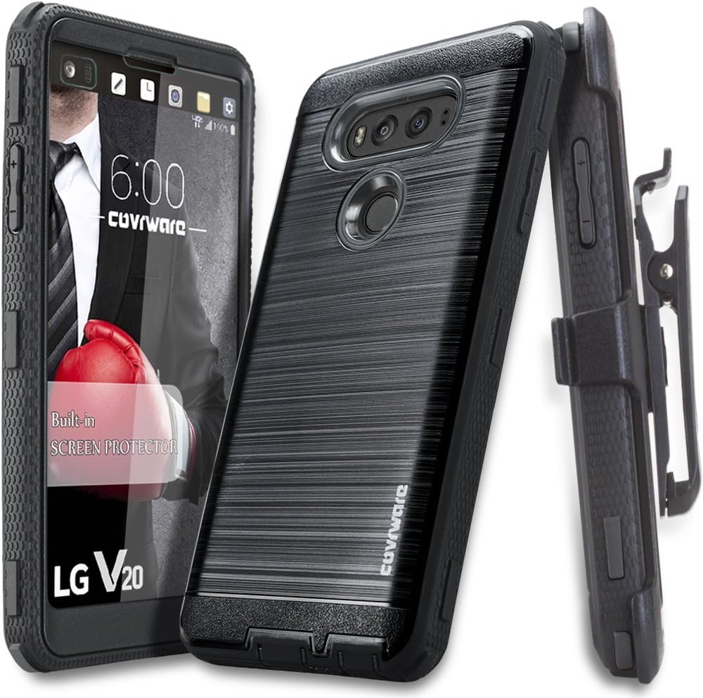 Iron Tank Series CASE for LG V20 with Built-in [Screen Protector] Heavy Duty Full-Body Rugged Holster Armor Case [Belt Swivel Clip][Kickstand] - Black