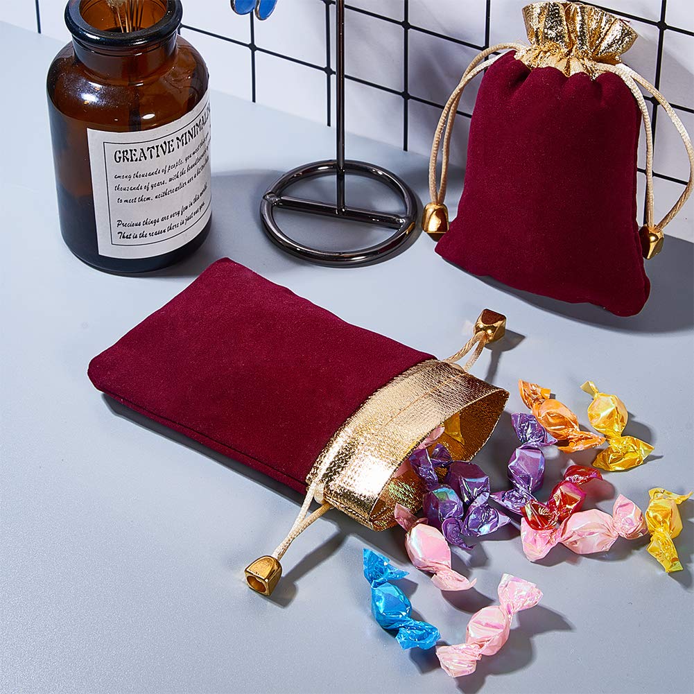 Nbeads 20 Pcs Velours Pochettes, 12x10 Cm Rectangle Bijoux Pochettes Cordon Bijoux Sac Sacs De Bonbons Sac Cadeau Sacs De Rangement Pour Faveur Fu00eate De Mariage Faveurs De Nou00ebl, Rouge