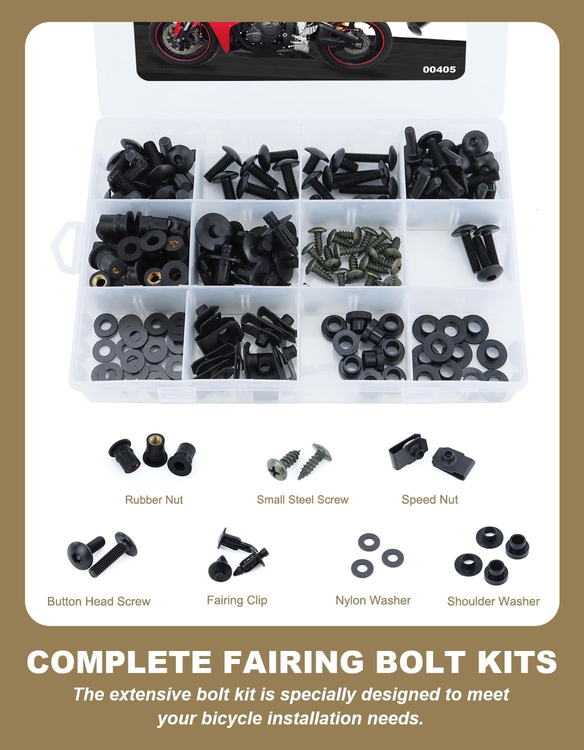 Full Sets Fairing Bolts Kit Compatible with CBR600RR CBR 600 RR 2007-2012 CBR 600RR Complete Fairing Cowling Screws Mounting Bolt Cowling Screw Nut Fasteners Accessories