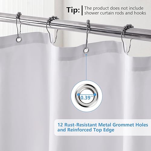 Miniatura 7 de Cortina de ducha de tela impermeable de 120 GSM, tecnología de laminación de TPU con 3 imanes, lavable a máquina, cortina de ducha de tela suave de