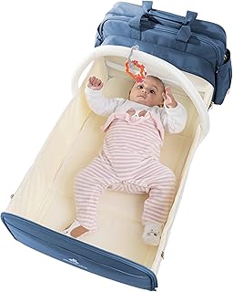 cherbaby Borsa Mamma Con Fasciatoio Impermeabile Zaino Multifunzone Per Cambio Bambino Neonato Lettino Da Viaggio Ganci Passeggino e Tracolla (Blu)