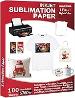 Vista 1 de Papel de sublimación de 11 x 17 pulgadas, 100 hojas de 4.41 oz/m², para impresora de inyección de tinta con tinta de sublimación Epson, Sawgrass